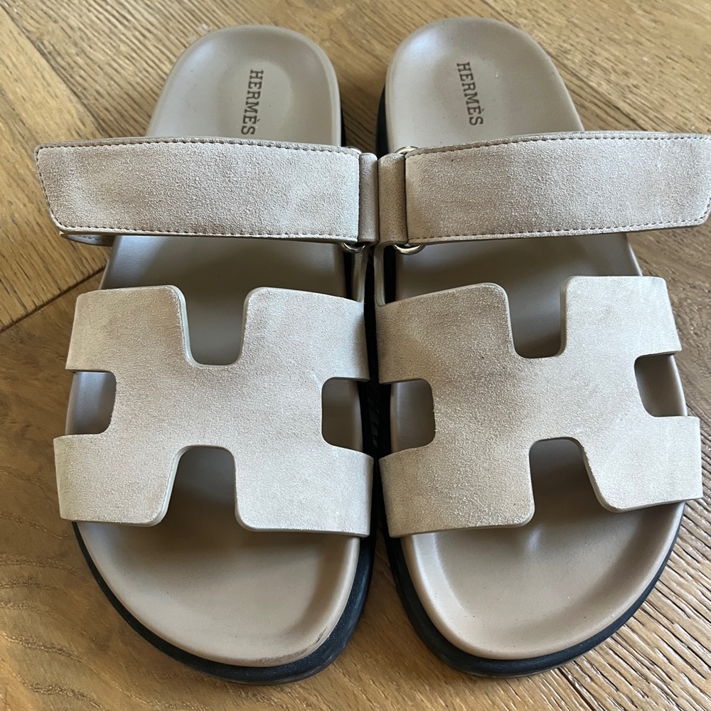 Authentic Hermes Chypre sandals suede goatskin size 39